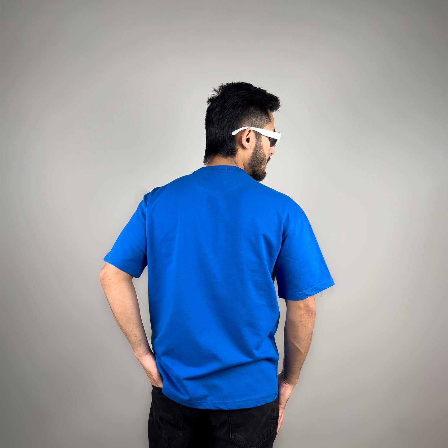 Blue Solid Oversized T-shirt