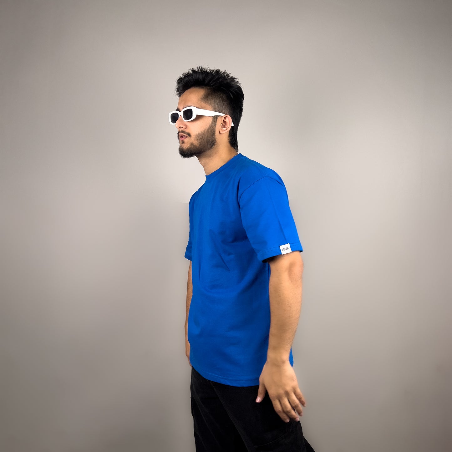 Blue Solid Oversized T-shirt